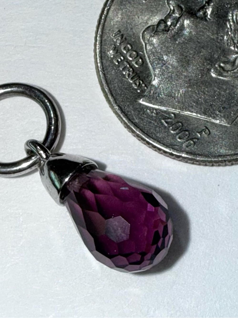 Sterling purple teardrop pendant Silver 925   Birthstone amethyst